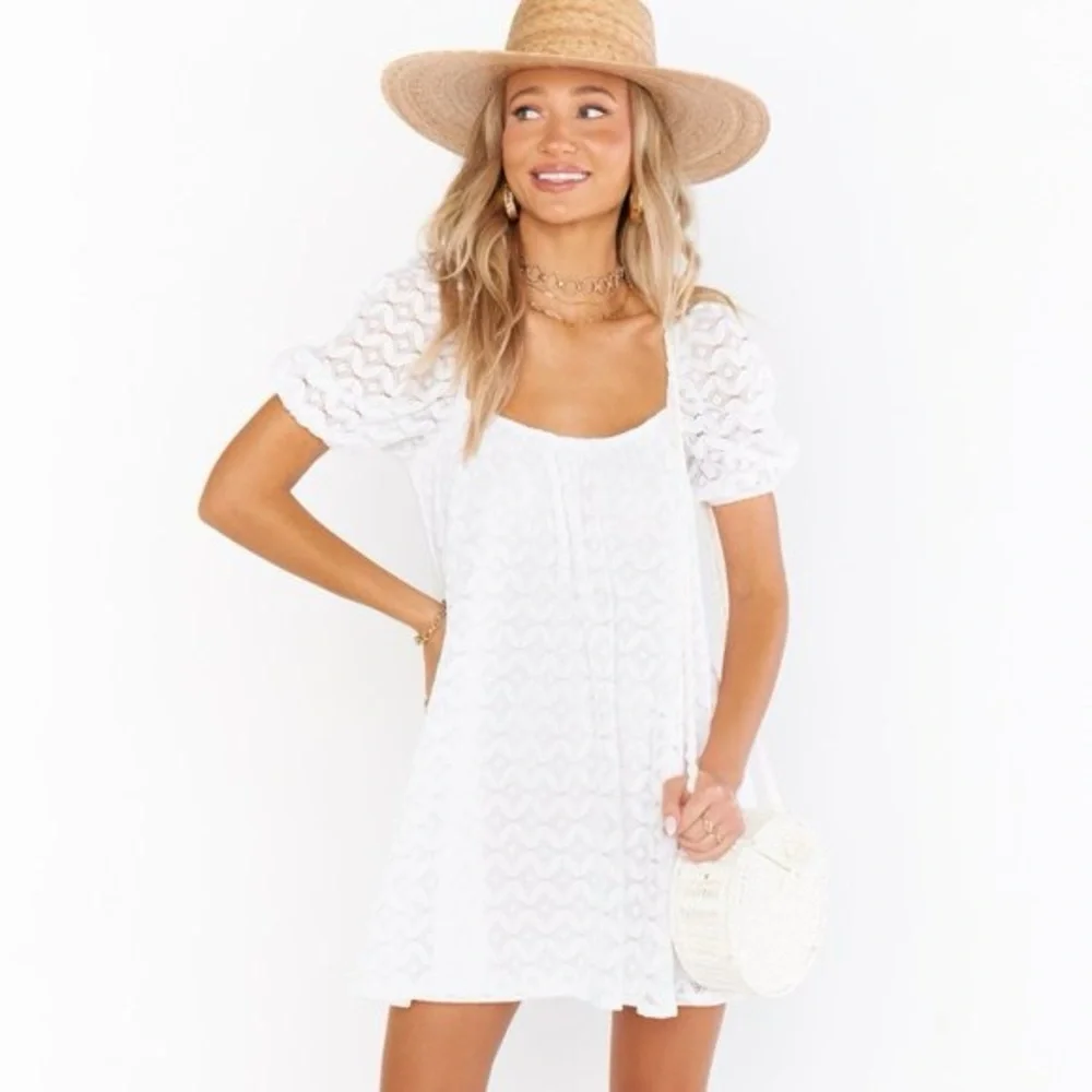 Show Me Your MuMu Flora Spacey Lacey White Mini Dress Size S - Picture 1 of 9